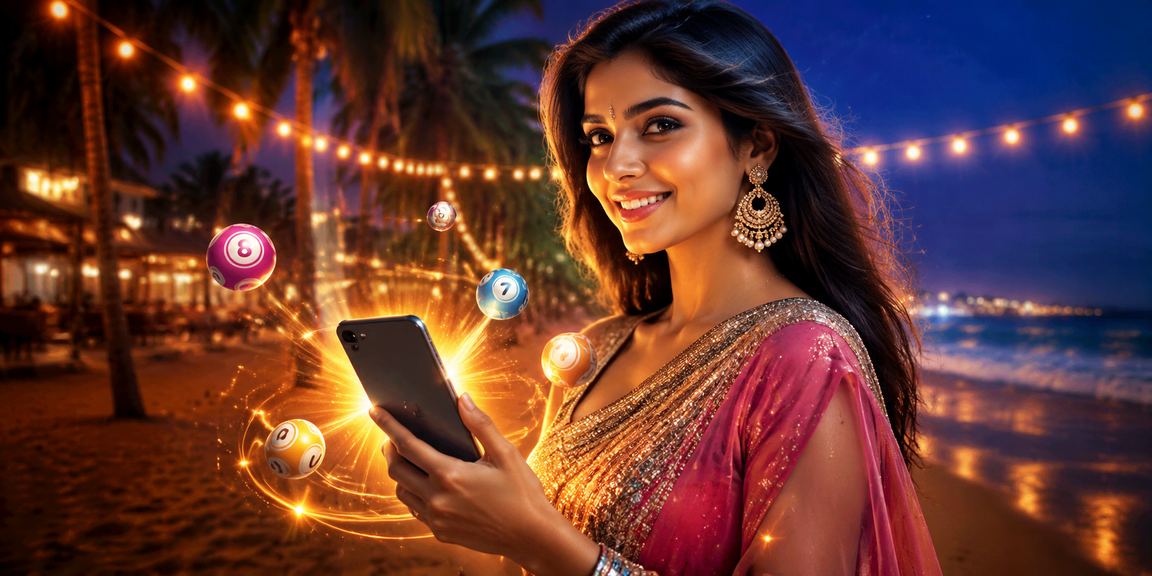 Indian coastal scene with lottery ticket representing local entertainment